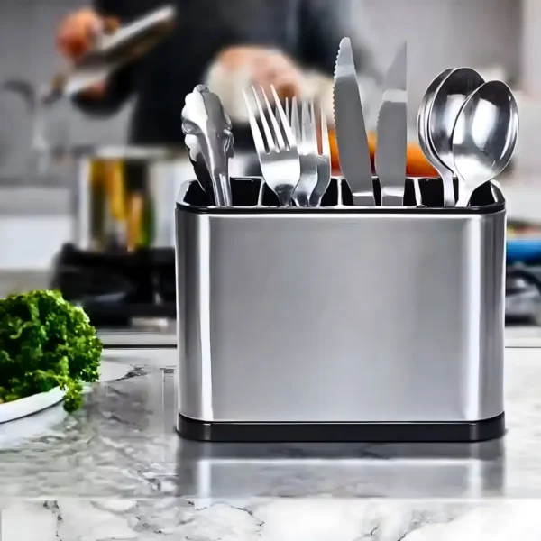 Dispenser Porta Talher Inox 4 Divisórias - Imagem 2